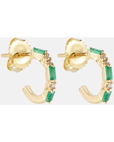 Suzanne Kalan 18kt Gold Earrings With Emeralds And Diamonds - Metallic