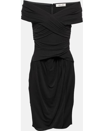 Diane von Furstenberg Off-shoulder Jersey Minidress - Black