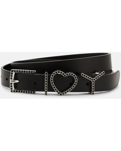 Y. Project Y Heart Embellished Leather Belt - Black