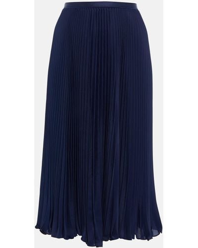Polo Ralph Lauren Pleated Georgette Midi Skirt - Blue