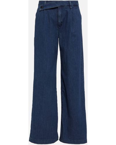 AG Jeans Asymmetric Mid-rise Wide Jeans - Blue
