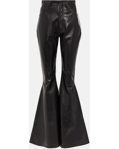 Alaïa Flared Leather Pants - Black