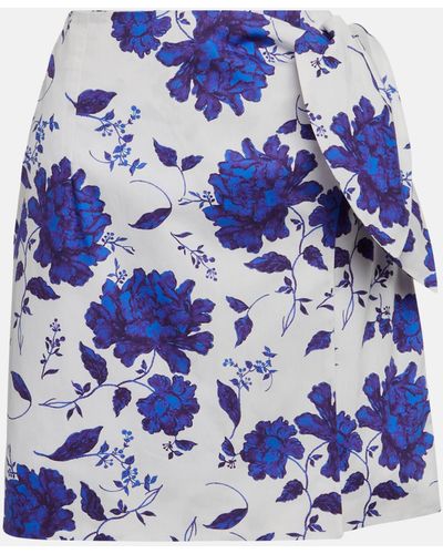Emilia Wickstead Imy Printed Cotton Miniskirt - Blue