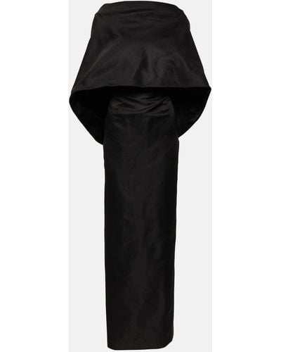 The Attico Caped Silk Midi Dress - Black