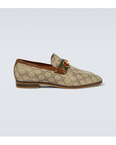 Gucci Paride Web Stripe-embellished Canvas Loafers - Grey