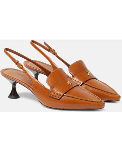 Tory Burch Leather Slingback Pumps - Brown