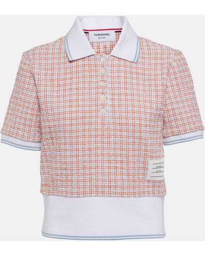 Thom Browne Checked Cotton-blend Tweed Polo Shirt - Pink