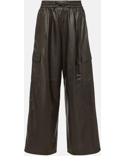 Yves Salomon Leather Cargo Pants - Grey