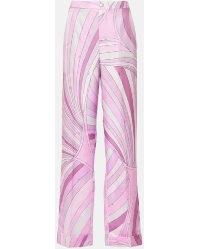 Emilio Pucci Iride Silk Twill Straight Pants - Pink