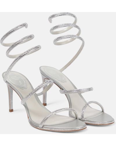 Rene Caovilla Cleo Embellished Satin Sandals - White