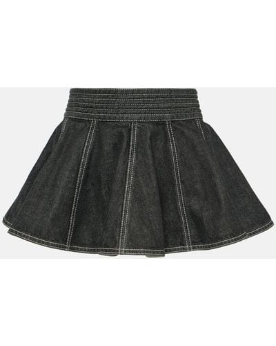 Alaïa Peplum Denim Skirt Belt - Black
