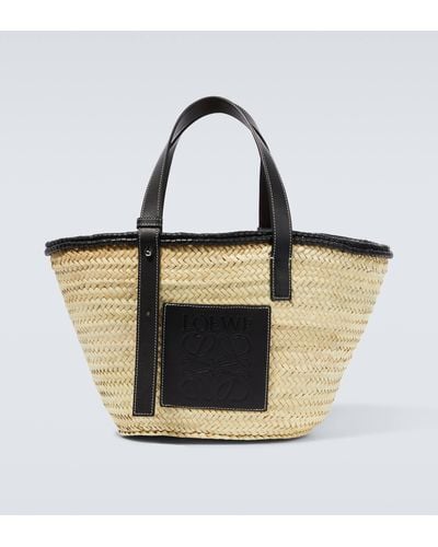 Loewe Paula's Ibiza Leather-trimmed Basket Bag - Black