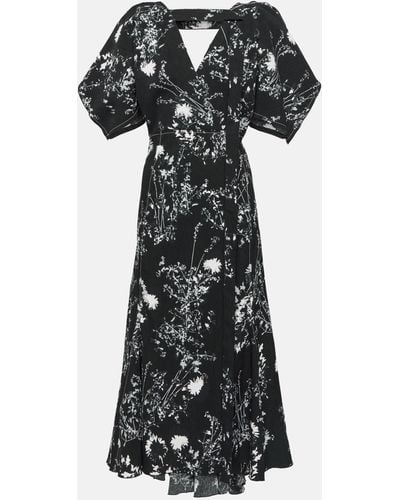 Victoria Beckham Floral Cady Midi Dress - Black