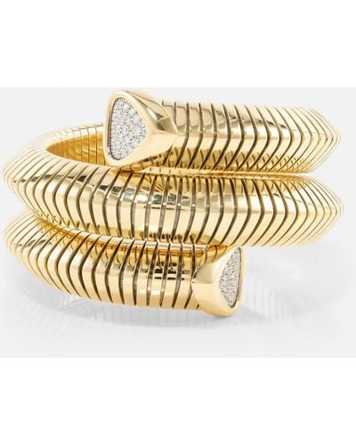 Marina B Trisola Triple 18kt Gold Bangle With Diamonds - Metallic