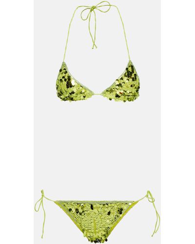 Oséree Sequined Triangle Bikini - Green