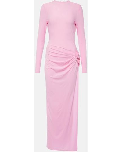 Magda Butrym Maxi Dress With Long Gathered Sleeves - Pink