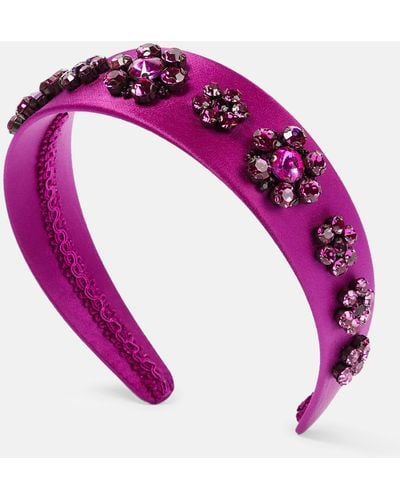 Erdem Crystal-embellished Satin Headband - Pink
