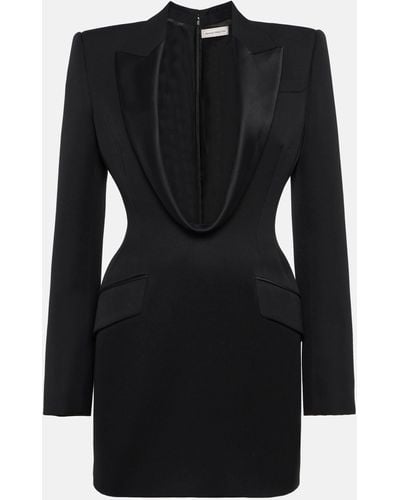 Alexander McQueen Wool Tuxedo Minidress - Black