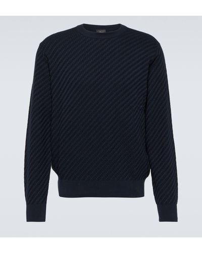 Brioni Cotton, Silk, And Cashmere Sweater - Blue