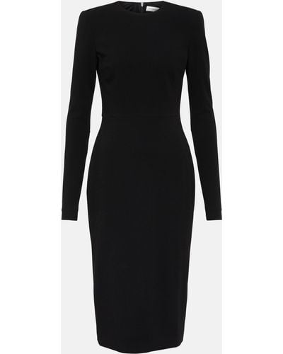 Victoria Beckham Wool Crepe Midi Dress - Black