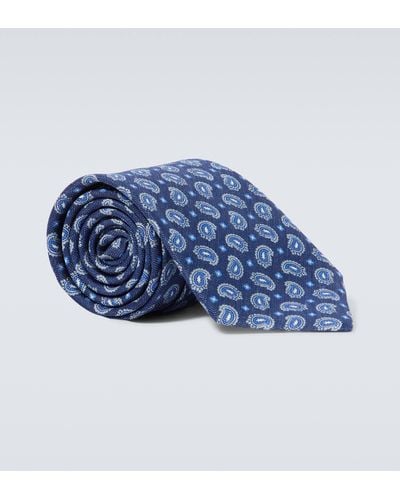 Brioni Paisley Silk Tie - Blue