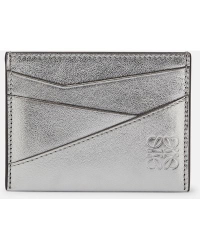 Loewe Puzzle Metallic Leather Card Holder - Grey