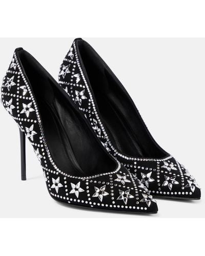 Balmain Ruby Crystal-embellished Suede Pumps - Black