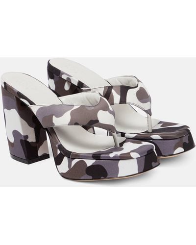 Gia Borghini Gia 17 Uni Camouflage Platform Thong Sandals - Metallic