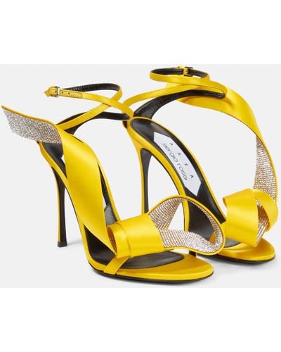 Area X Sergio Rossi Marquise Embellished Satin Sandals - Yellow