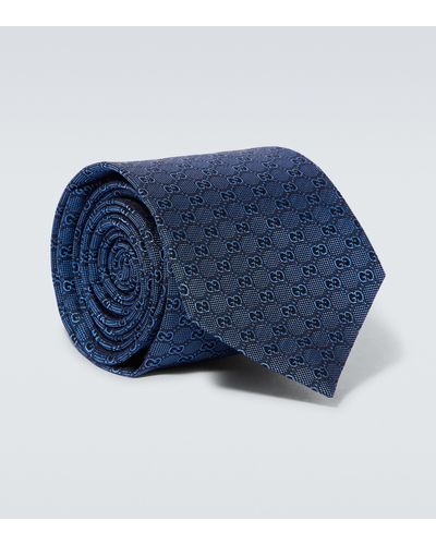 Gucci Krawatte GG aus Seiden-Jacquard - Blau