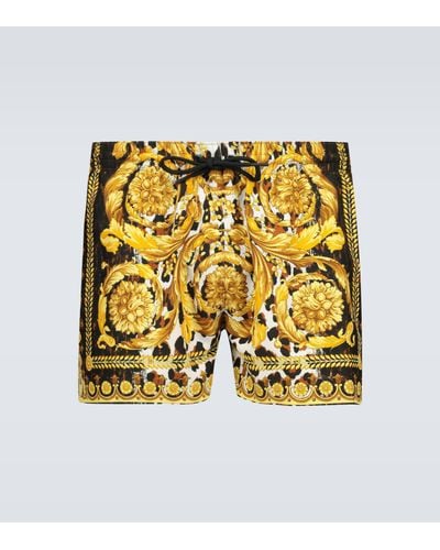 Versace Baroque Printed Swim Shorts - Yellow