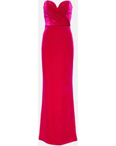 Rebecca Vallance Bernadette Strapless Velvet Gown - Red