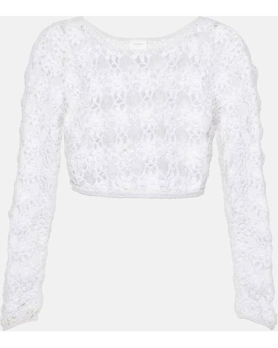 Anna Kosturova Bella Crochet Cotton Crop Top - White