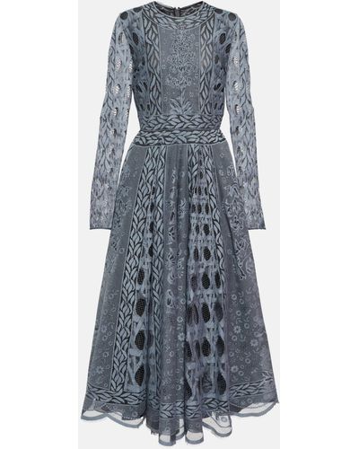 Giambattista Valli Flared Jacquard Midi Dress - Blue