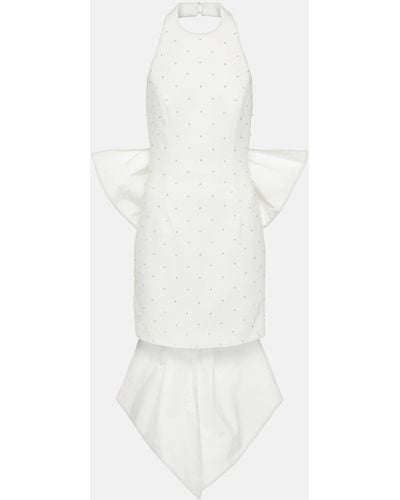 Rebecca Vallance Perle Bow Embellished Halterneck Mini Dress - White