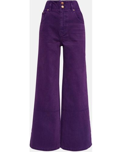 Ulla Johnson Margot High-rise Wide-leg Jeans - Purple