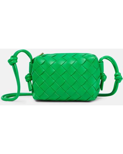 Bottega Veneta Candy Loop Leather Crossbody Bag - Green