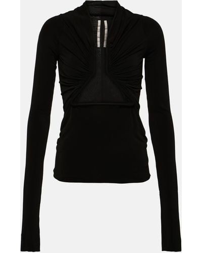 Rick Owens Prong Open Front Jersey Top - Black