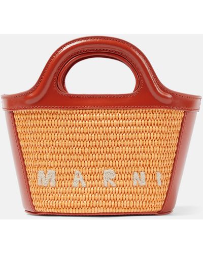 Marni Tropicalia Medium Raffia Tote Bag - Orange