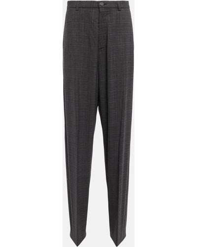 Balenciaga Straight Wool Boot Pants - Grey
