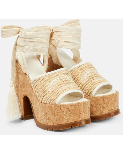 Jimmy Choo Gal Wedge 130 Raffia Platform Sandals - Natural