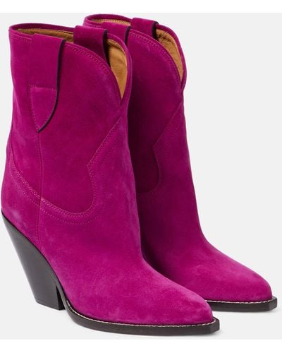 Isabel Marant Leyane Suede Cowboy Boots - Purple