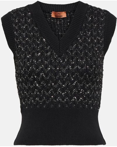 Missoni Metallic Cable-knit Sweater Vest - Black