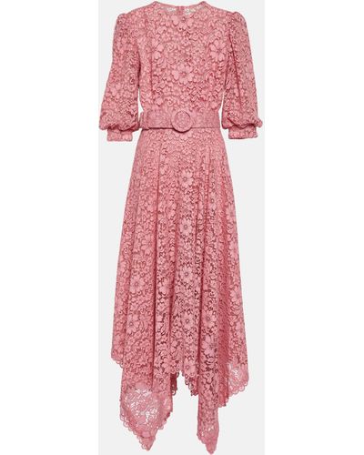 Costarellos Mina Floral Corded-lace Midi Dress - Pink