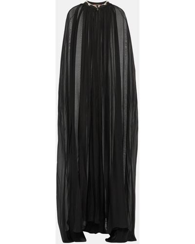Miss Sohee Embellished Silk Chiffon Cape - Black