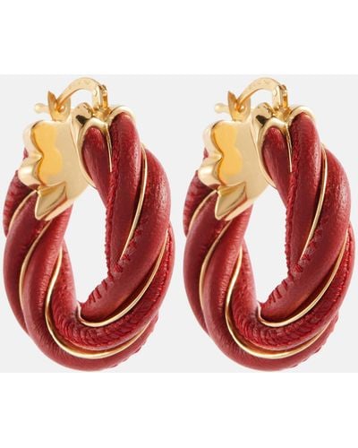 Bottega Veneta Twist 18kt Gold-plated Hoop Earrings - Red