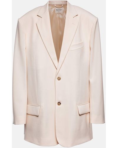 Tod's Leather-trimmed Wool Blazer - Natural