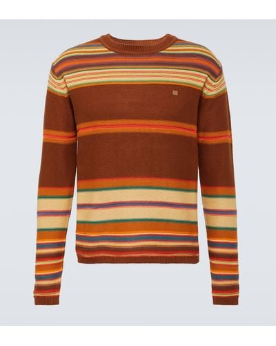 Acne Studios Striped Cotton Sweater - Orange
