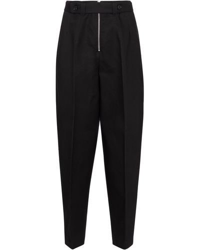 Jil Sander High-rise Tapered Cotton Pique Pants - Black