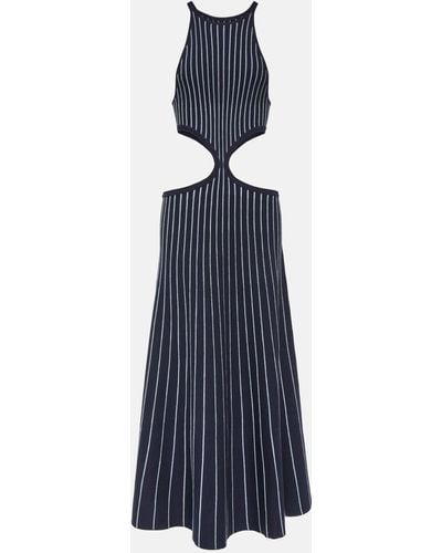 Gabriela Hearst Tam Striped Cutout Wool And Silk Maxi Dress - Blue